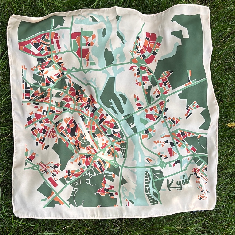 Must Have Silk Kyiv Pastel Geometric 20” Square Scarf